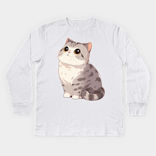 Cute British Shorthair Cat Kids Long Sleeve T-Shirt